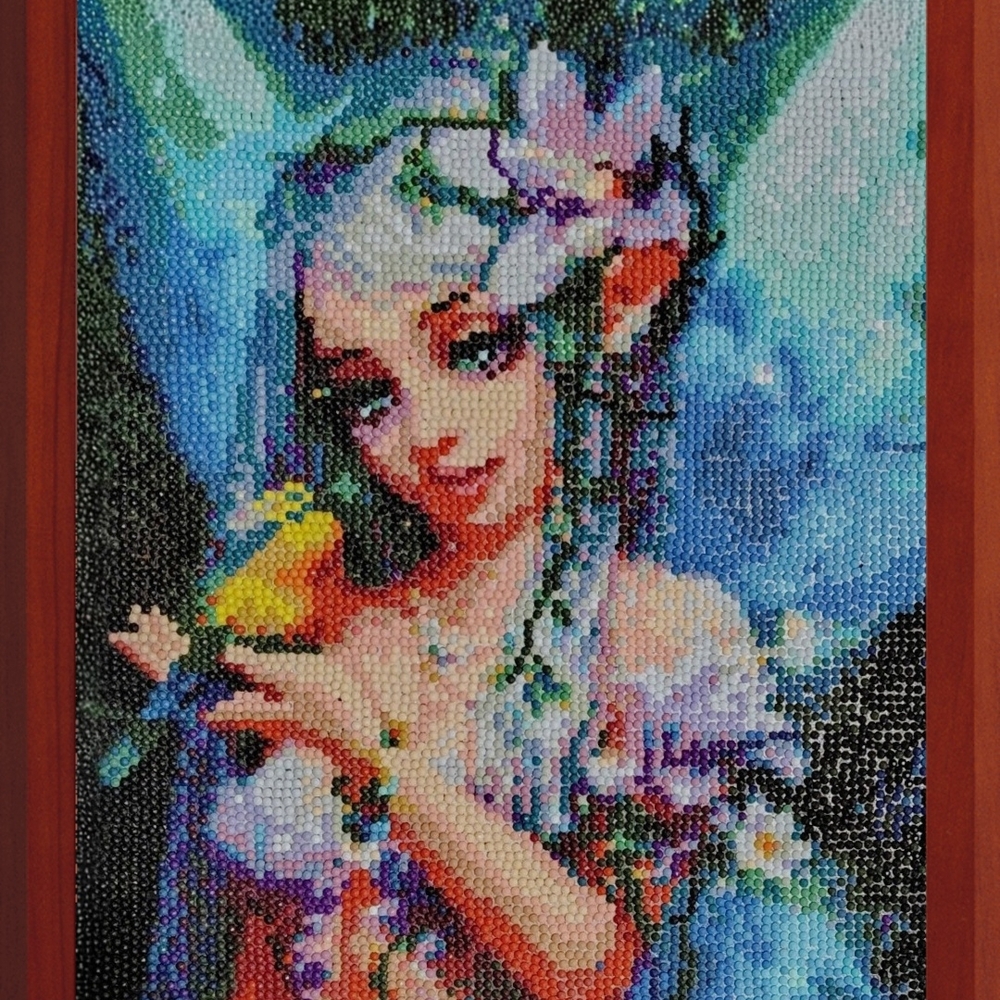 Colorful Fairy and Bird Mosaic Art